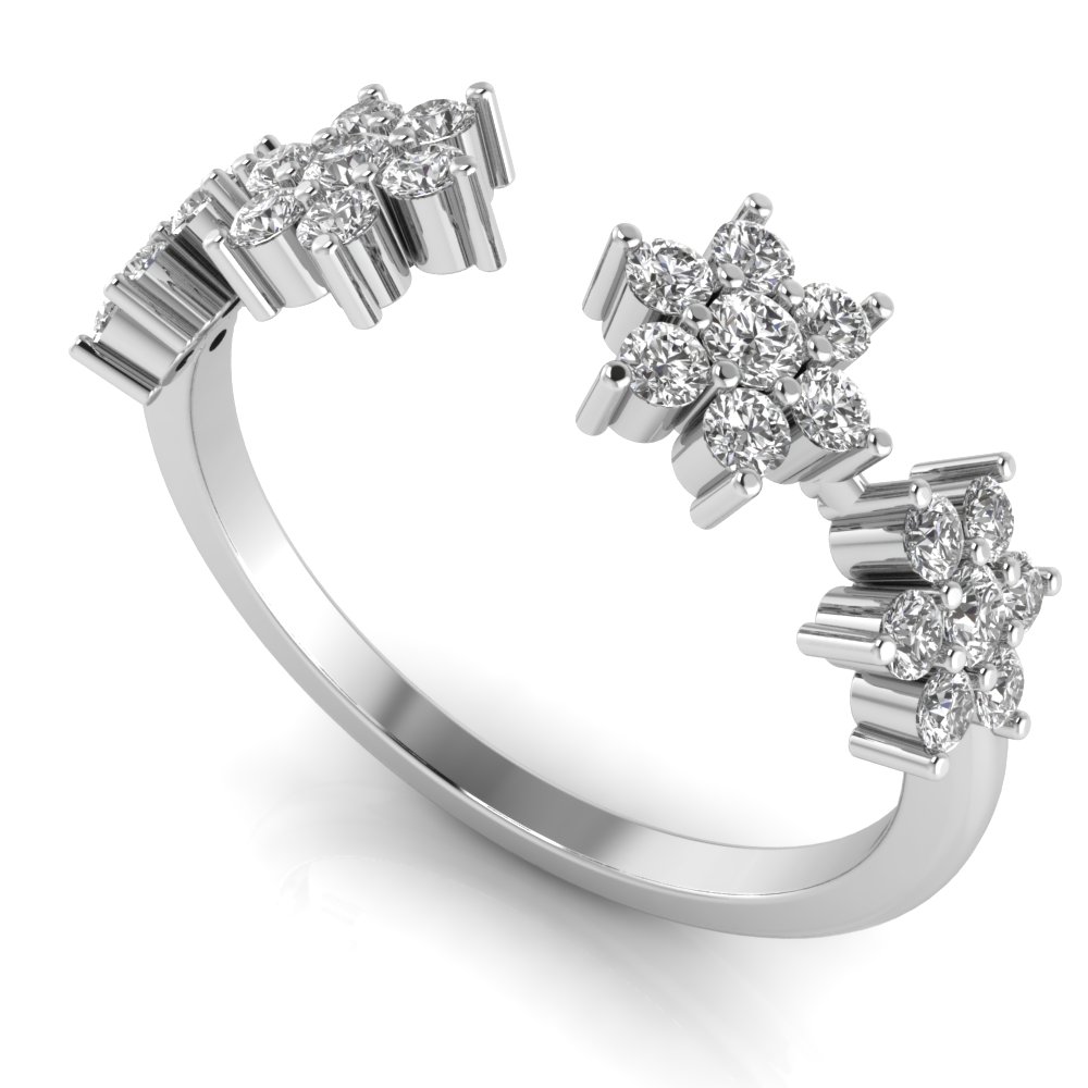 Diamond Flower Open Ring